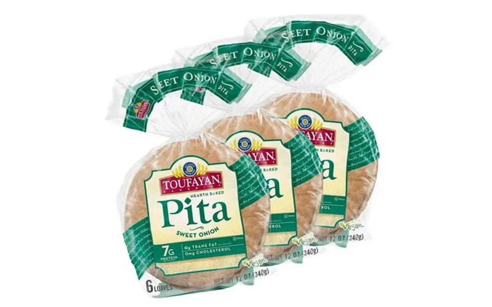 Sweet Onion Pita Bread Vegan Cholesterol Kosher Pita Soy Breakfast Pastry Ly Baked 3 Pack 18 Pitas Total - 36oz