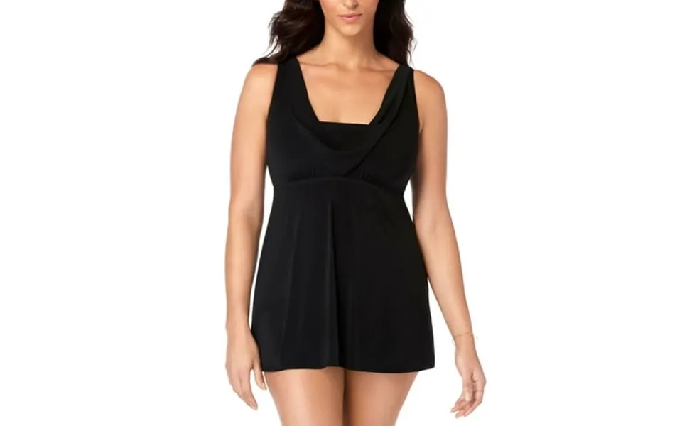 Swim Solutions Womens Longitude For Cowlneck Long Torso Tummy-control Swim Dress Size 16