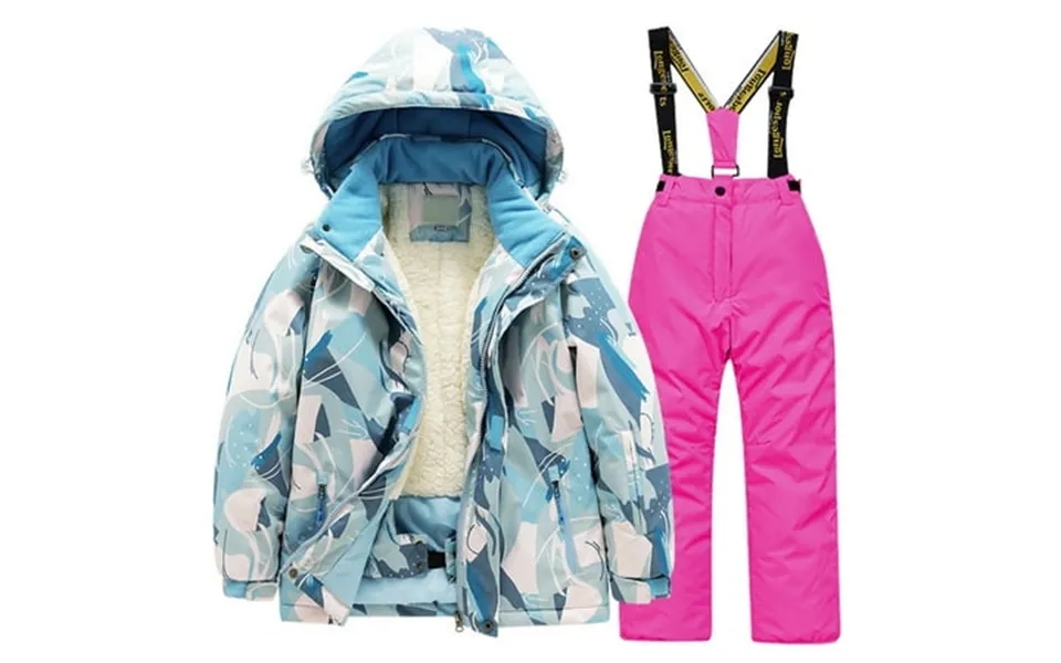Sxcggal Kids Lined Ski Jacket & Pants Set Winter Snowboarding Rain Coats Girls Boys Winter Snow Suits Comfortable Fashio