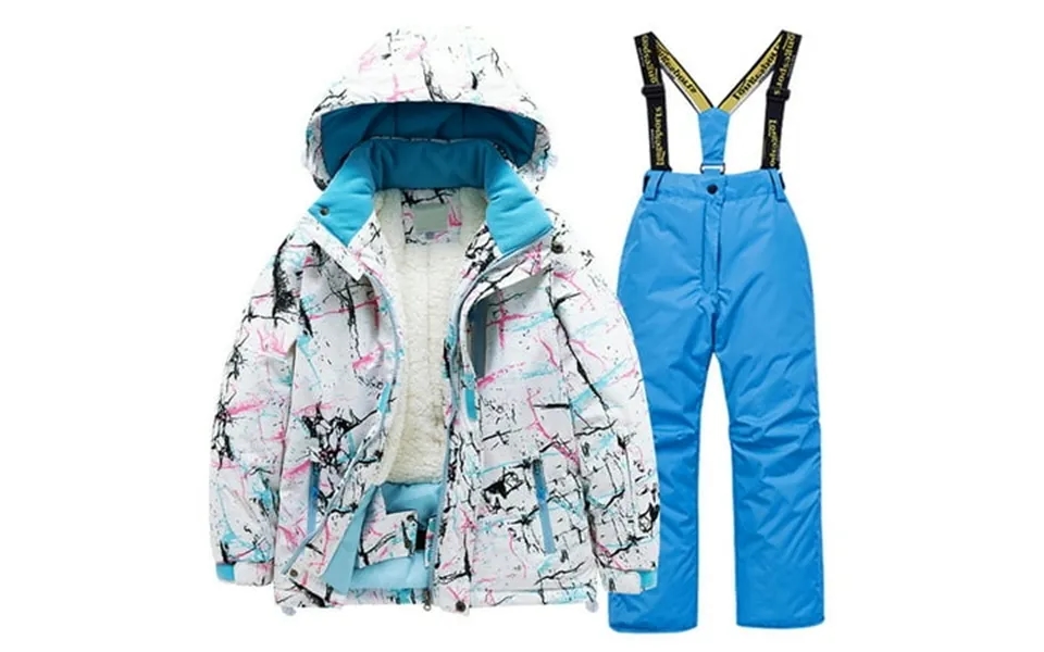Sxcggal Winter Kids Lined Ski Jacket & Pants Set Winter Snowboarding Rain Coats Girls Boys Snow Suits Fashionable Cute T