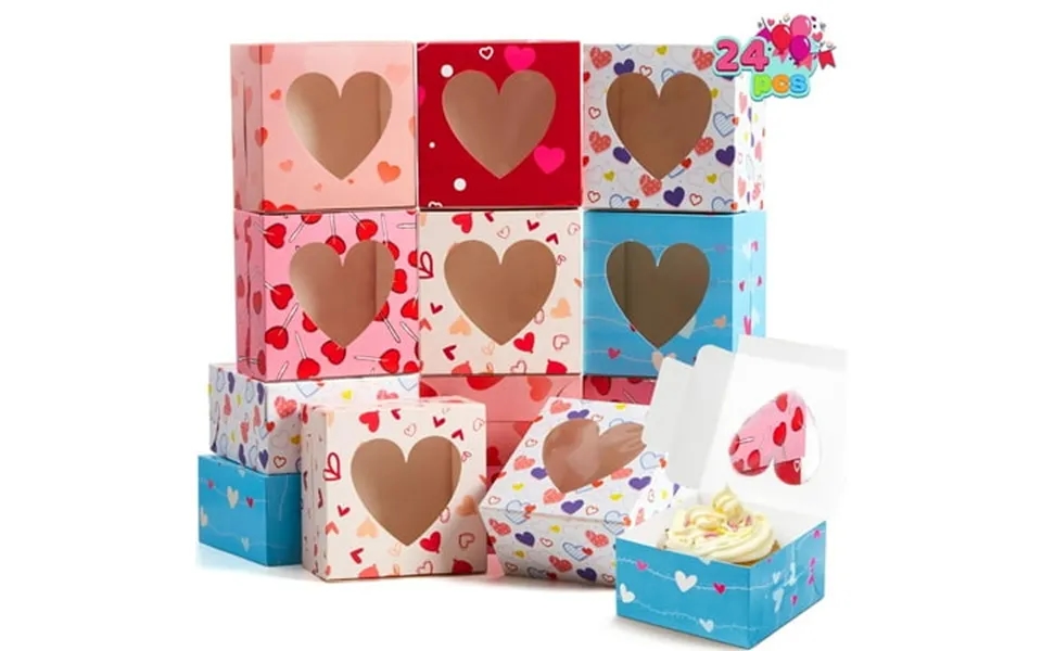 Sycfun 24 Pcs Valentine S Day Bakery Treat Boxes Cookie Gable Boxes Valentine Cupcake Boxes Heart Goody Bag For Valentin