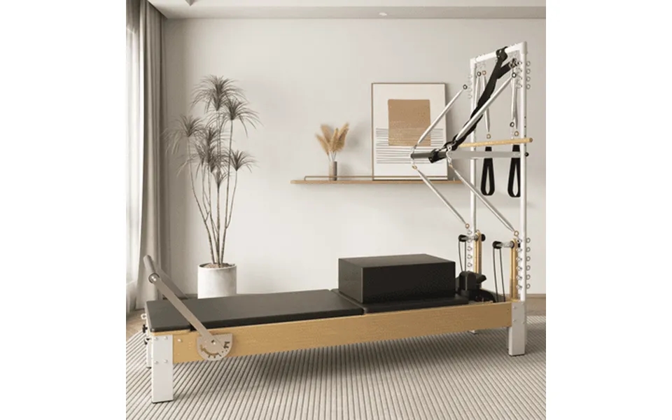 Syedee Pilates Reformer Wooden Pilates Reformer Machine With Tower & Mat Pilates Equipment For Home Workout And Studio W