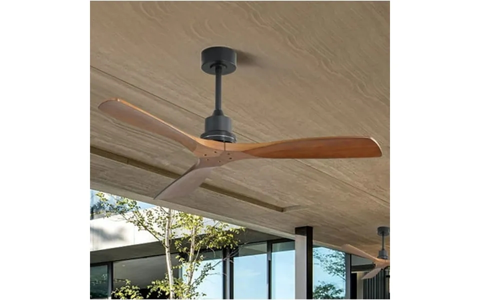 Syngar Ceiling Fans 52in Indoor Ceiling Fan With Reversible Motor And Remote Carved Wood Fan Blade Brown Lj2615