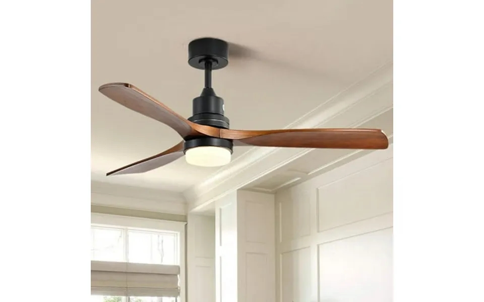Syngar Ceiling Fans With Lights Indoor Ceiling Fan With Reversible Motor And Remote Carved Wood Fan Blade Brown Lj2586