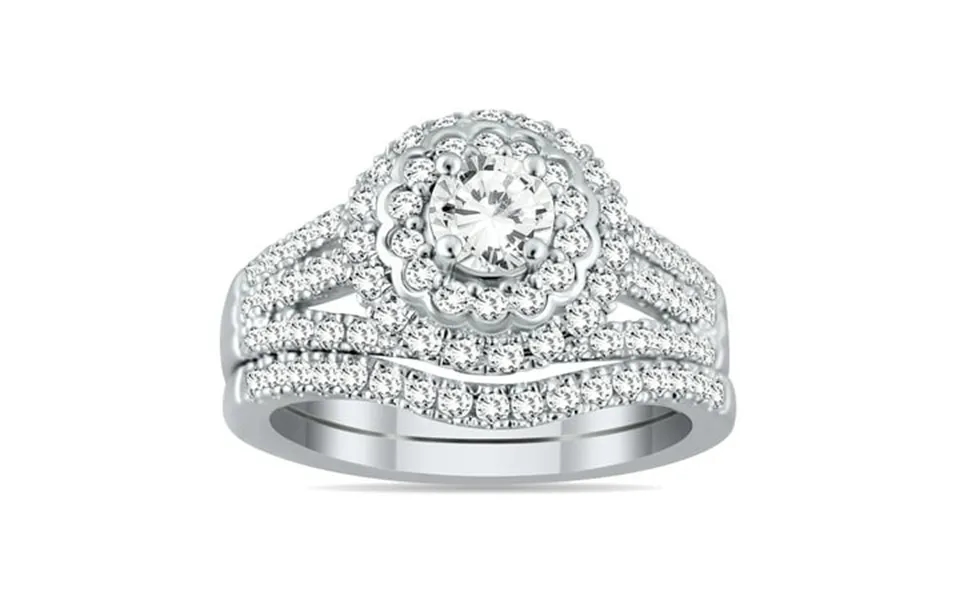 Szul Women S Ags Certified 1 3 4 Carat Tw Diamond Bridal Set In 14k White Gold J-k Color I2-i3 Clarity