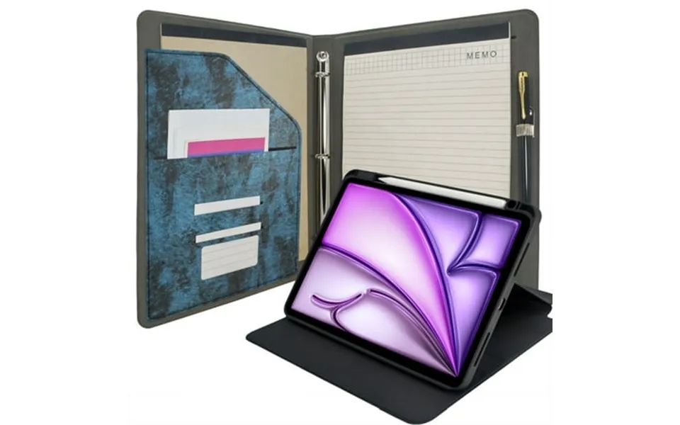 Tablet Organizer Portfolio Case With Clipboard 3-ring Binder Padfolio File Folder With Rotating Cover Case Compatible Wi