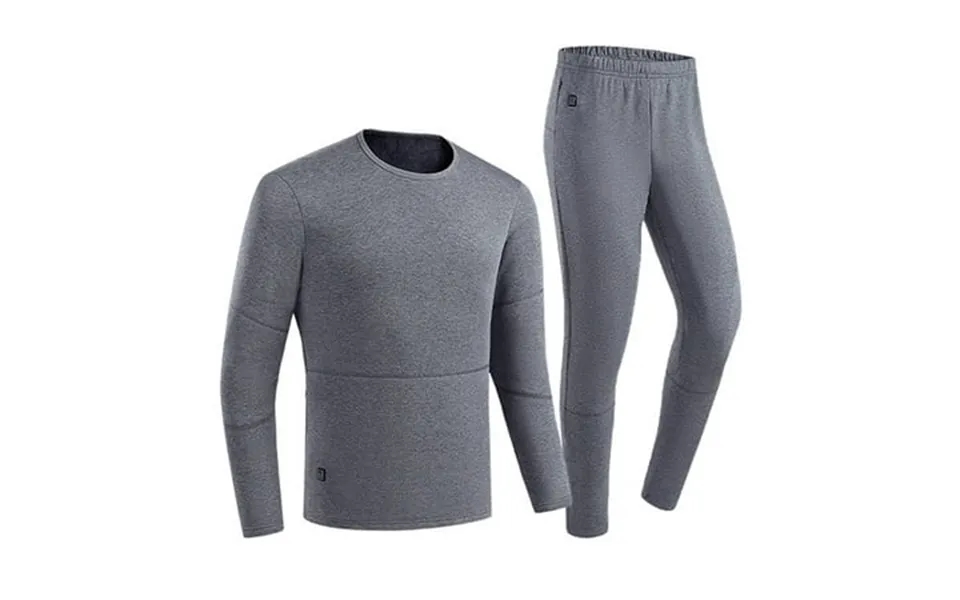 Tao Tao Heated Underwear For Men Fleece Lined Base Layer Set Winter Outdoor Soft Electric Heating Thermal Underwear Gray