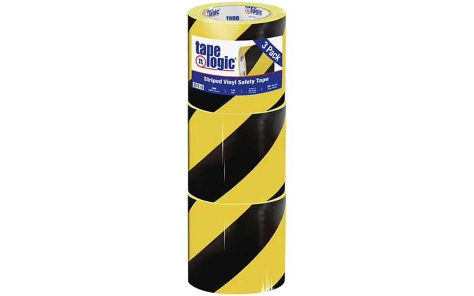 Tape Logic T94363pkby 4 In. X 36 Yards Black & Yellow Striped Vinyl Safety Tape - Pack Of 3