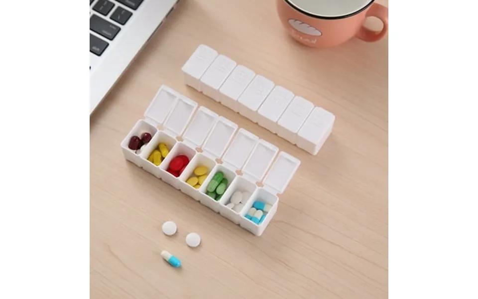 Tasrioml Mini Bunker Container Compact Independent Cover 7 Grids Rectangular Tablets Splitter Case Household Products