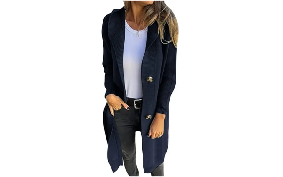 Tawop Cardigans For Women Autumn New Mid-length Casual Cardigan Long Sleeve Hooded Casual Black