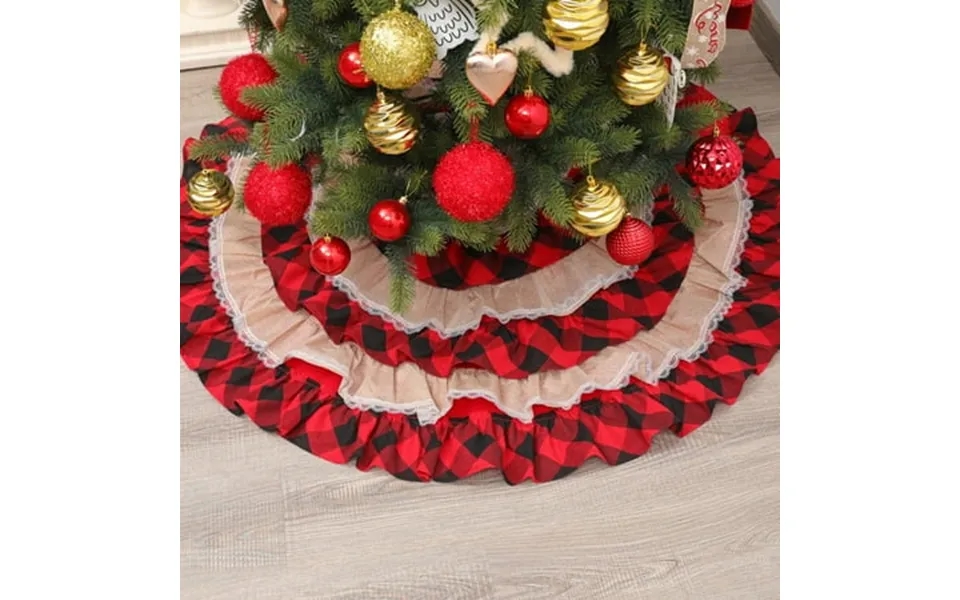 Taylongift Christmas Valentine S Day Christmas Premium Christmas Plaid Lace Tree Skirt Christmas Tree Decorations With H