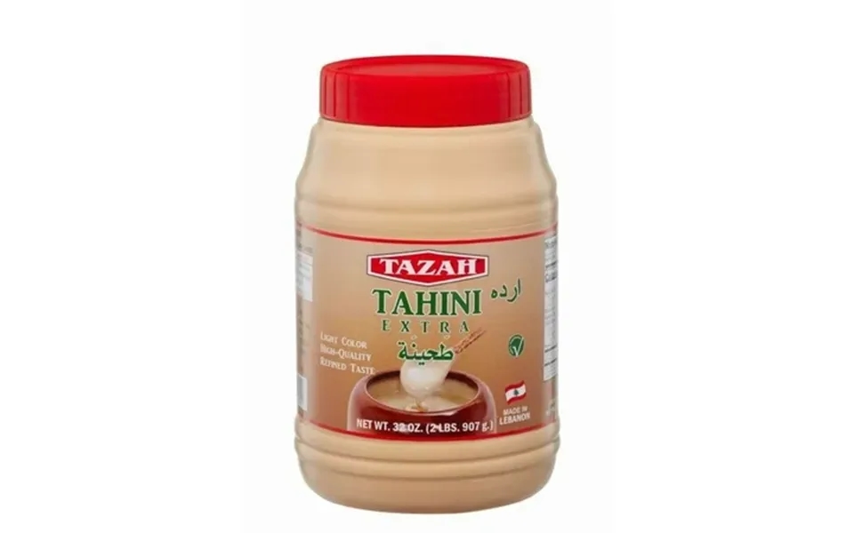 Tazah Tahini Paste For Hummus Baba Ganoush 32oz - 2lbs Natural Stone Ground Lebanese Sesame Paste Vegan Cholesterol-free
