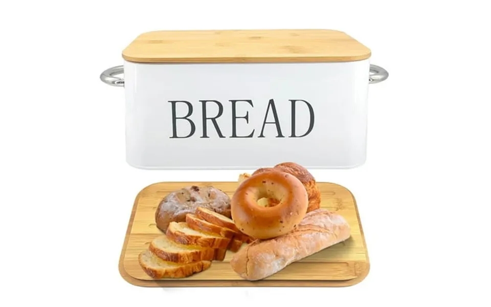 Teafirst Large Bread Box Bread Box Storage With Cutting Board Lid For Kitchen Counters Metal White