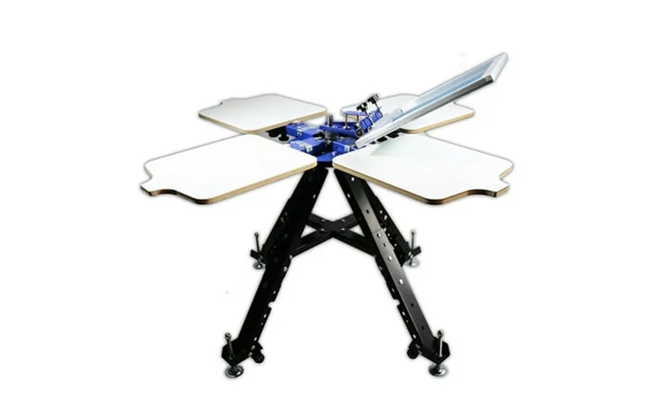 Techtongda 1 Color 4 Station Single Rotating Screen Printing Press Adjustable Height Silk Printer