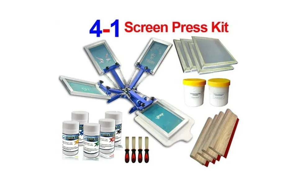 Techtongda 4 Color 1 Station Screen Printing Kit T -shirt Diy Printing Press Screen Printer Tools