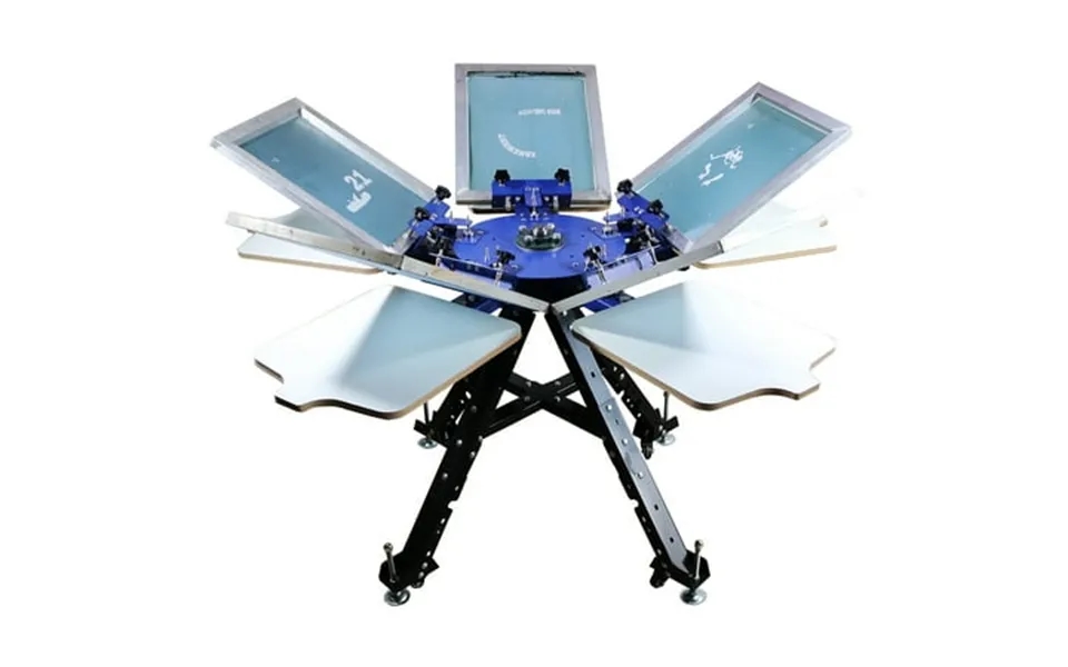 Techtongda 5 Color 5 Station Double Rotating Screen Printing Press Adjustable Height Silk Printer
