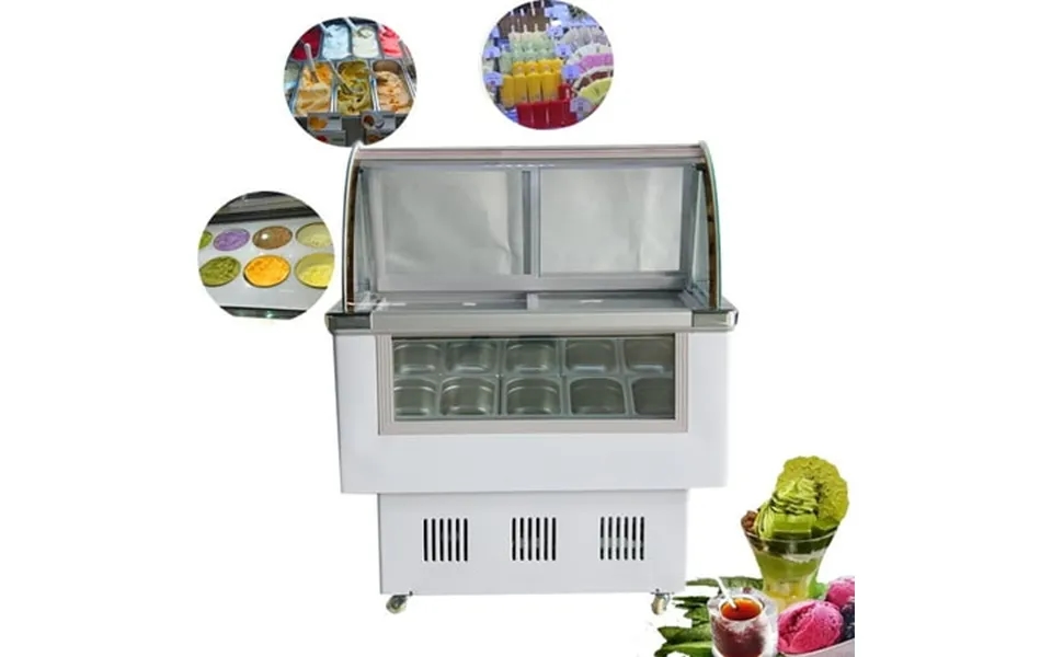 Techtongda Ice Cream Showcase 10 Pan Dessert Display Freezer With Led Light 220v