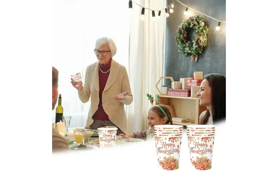 Teissuly 10 Paper Cups Thanksgiving Disposable Fruit Pumpkin Turkey Paper Cups Party Festival Family Easy To Use Portabl