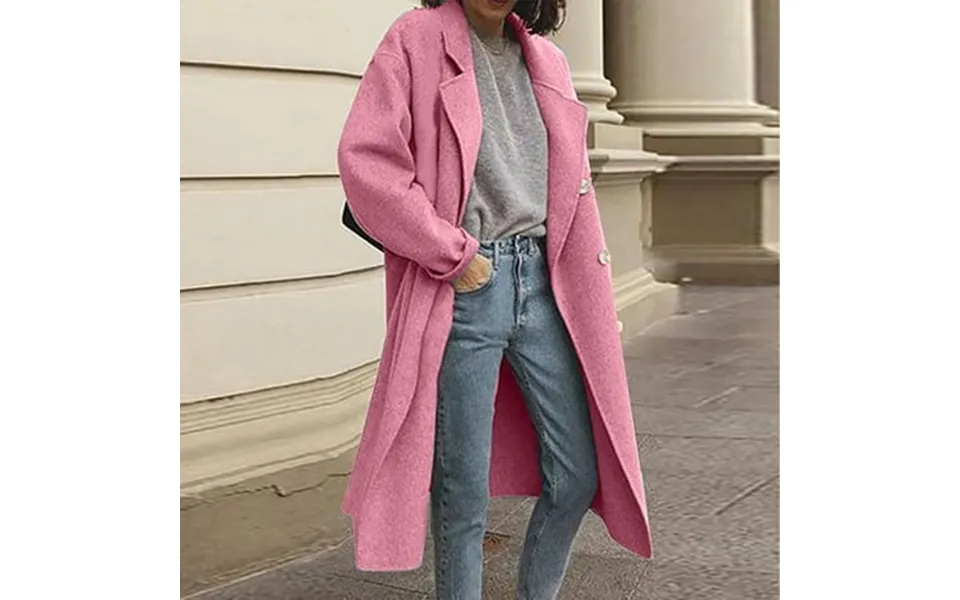 Tejiojio Clearance Women Casual Long Sleeve Loose Fashion Solid Woolen Double Breasted Coat