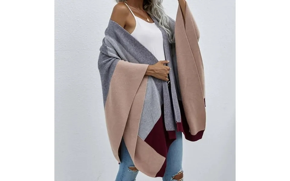 Tejiojio Woman Coat Winter Women S Fashion Shawl Color Matching Loose Tops Blouse Knitted Sweater