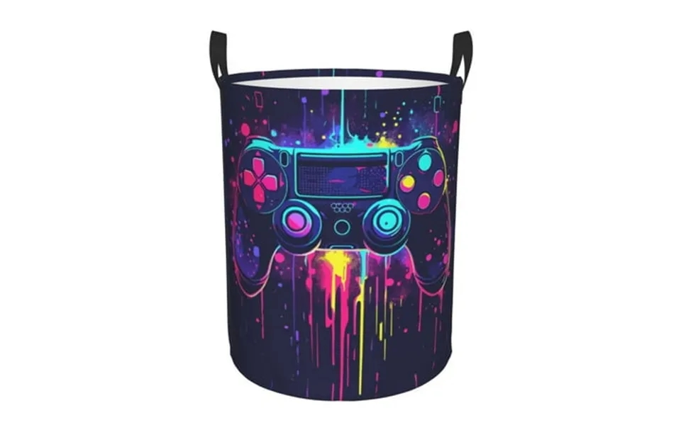 Tequan Waterproof Laundry Hampers Game Controller Gamer Gamepad Pattern Clothes Storage Basket With Handle M