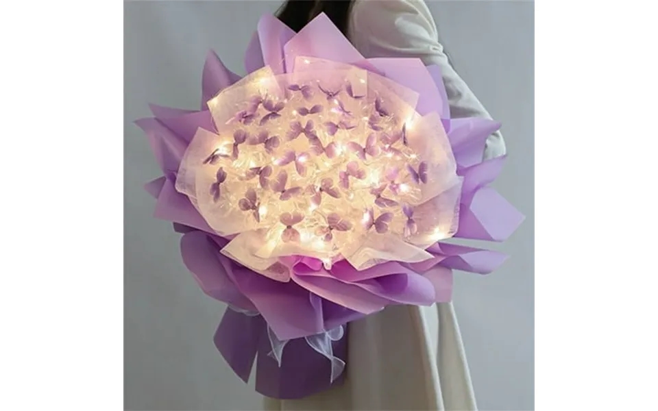 Tergayee Diy Butterfly Bouquet Artificial Flower Bouquet With Led String Lights Diy Craft For Teacher Woman Lovers Great
