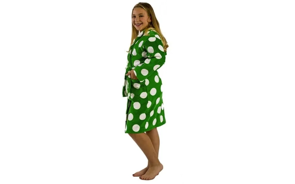Terry Cotton Girls Hooded Robe Apple Green Large