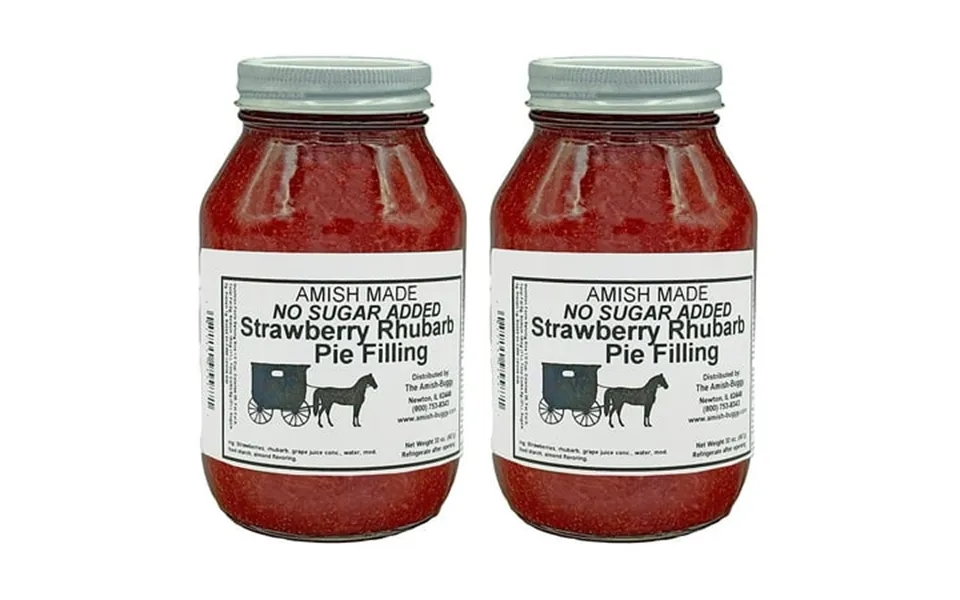 The Amish-buggy No Sugar Added Strawberry Rhubarb Pie Filling And Topping 2 X 32 Oz Jars