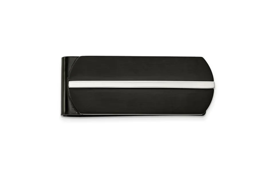 The Black Bow Men S Stainless Steel & Black Plated Striped Fold Over Money Clip