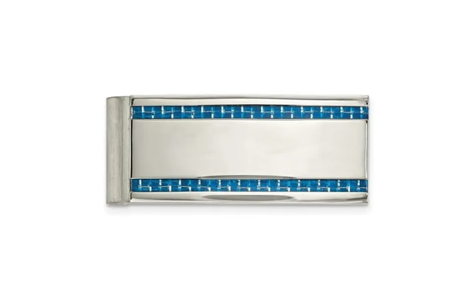 The Black Bow Stainless Steel & Blue Carbon Fiber Striped Spring Loaded Money Clip