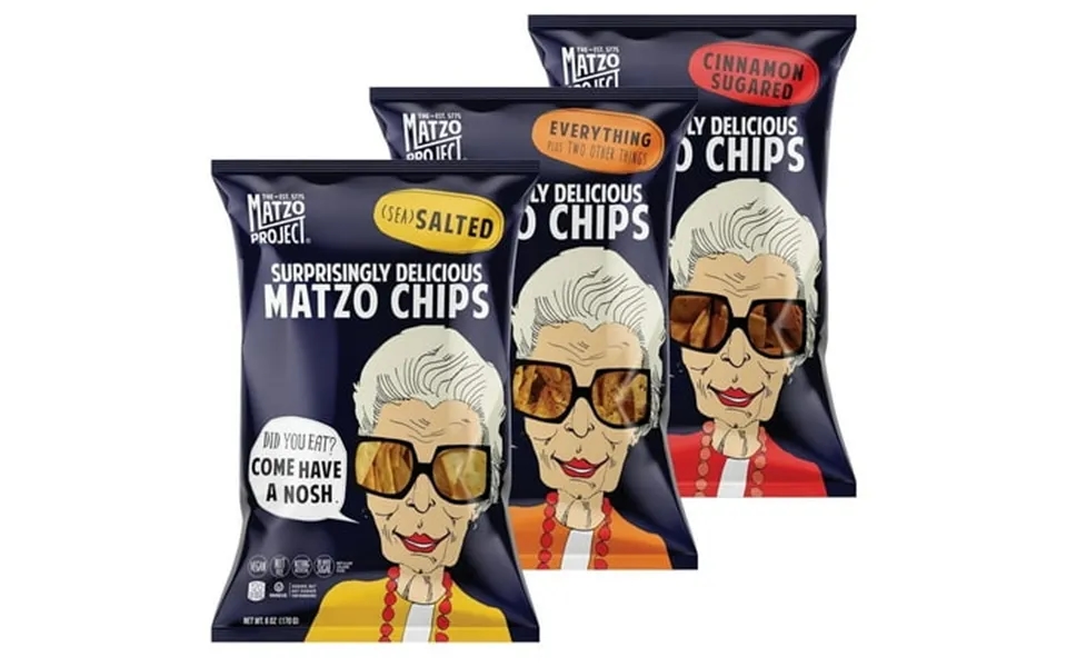 The Matzo Project Matzo Chips Variety Pack Everything Salted Cinnamon Sugared Kosher Vegan Nut-free No Trans Fat Nothing