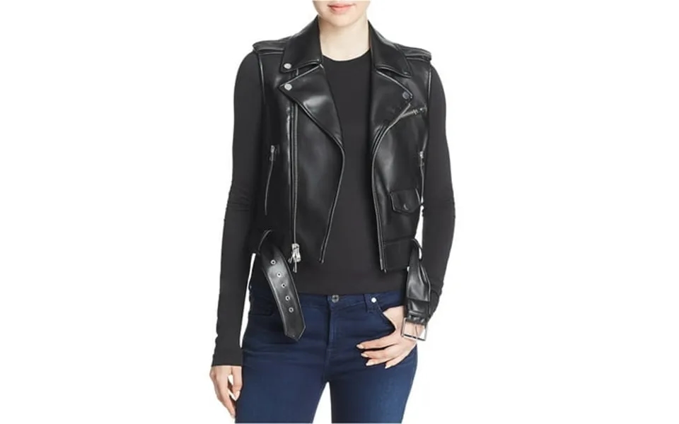 Theory Womens Faux Leather Outerwear Vest Black P