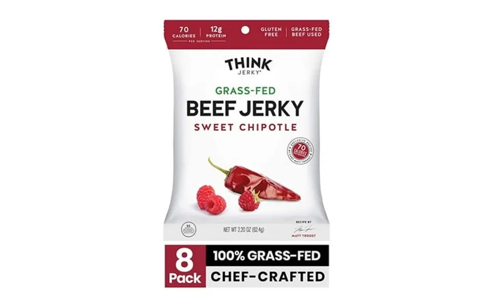 Think Jerky Sweet Chipotle Beef Jerky 2.2 Ounce Bags Pack Of 8 Bags - Delicious Chef Crafted Jerky Grass-fed Beef Jerky