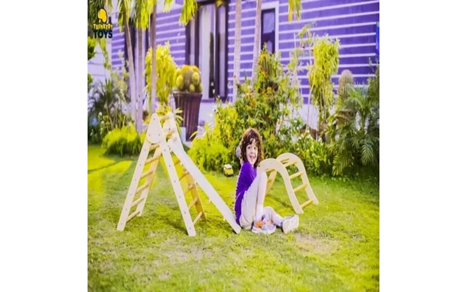 Thinkerstoys Foldable 2 In 1 Pikler Triangle Indoor Home Climber With Ladder For Toddler