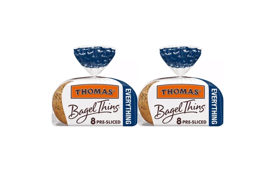 Thomas Bagel Thins Everything Bagels 8 Ct Pack Of 2 - Everything Bagels Protein Bagels Organic Bagels Hearty Breakfast D