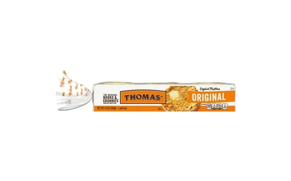 Thomas Nooks & Crannies Original English Muffins 6 Count Plain English Muffins 13 Oz Tray Pack Of 4