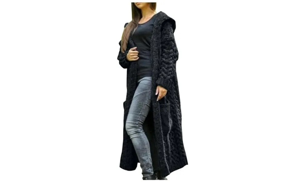 Tihlmk Cardigan Sweater Coat Sales Clearance Women Winter Solid Solid Knitted Loose Hooded Long Cardigan Sweater Pocket