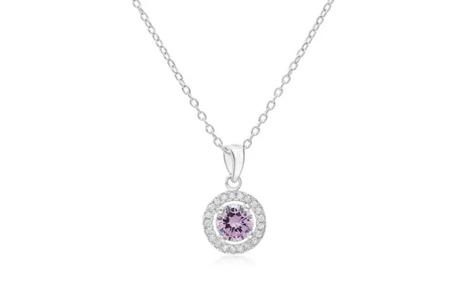 Tilo Jewelry 925 Sterling Silver Cz Halo Birthstone Pink Pendant Necklace 18 Inch June-alexandrite Women & Unisex