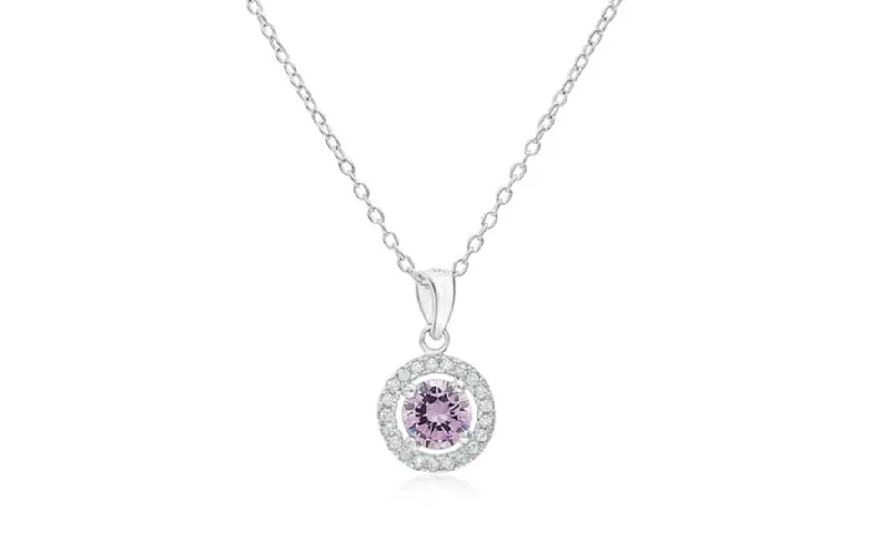 Tilo Jewelry 925 Sterling Silver Cz Halo Birthstone Pink Pendant Necklace 18 Inch June-alexandrite Women & Unisex