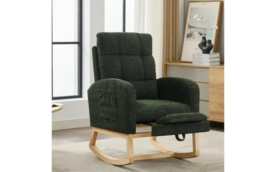 Timbernest Rocking Chair Upholstered Glider Rocker For Nursery With Footrest And Side Pocket High Backrest Lounge Arm Ch