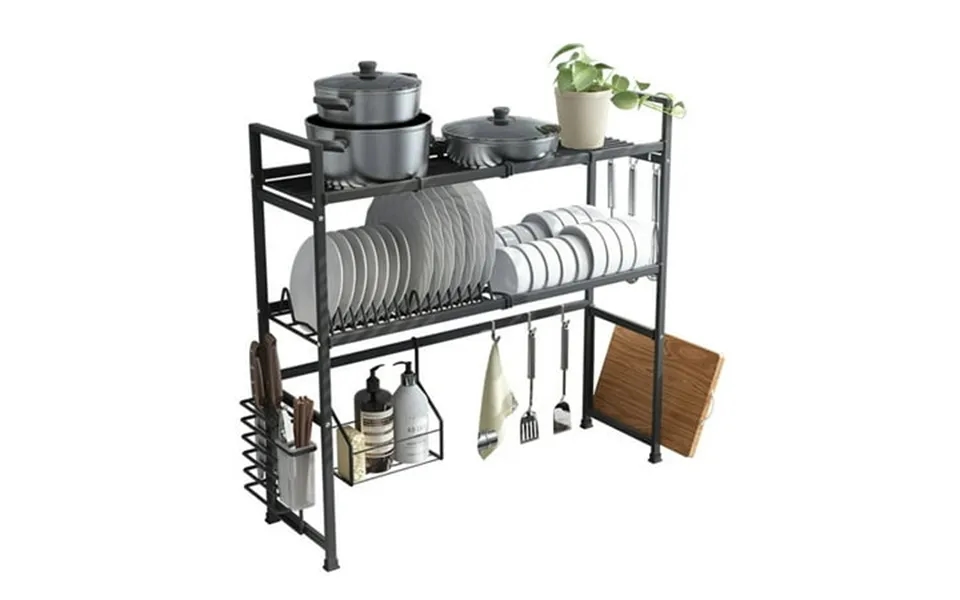 Tinglu 2 Tiers Stainless Steel Kitchen Rack Dish Bowl Drainer Drying Holder Over Sink For Double Slot Kitchen Sink Cooke
