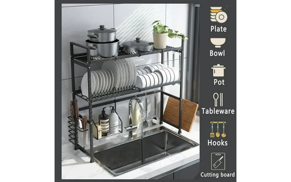 Tinglu 2-tier Single Double Slot Double Dish Rack Organizer Shelf For Kitchen Dishes Bowls Cup Organizing