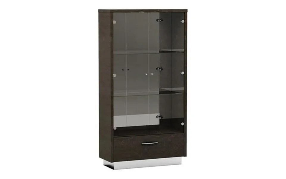 Titan Furnishings Modern Lacquer Wood Vetrine Curio Cabinet In High Gloss Gray