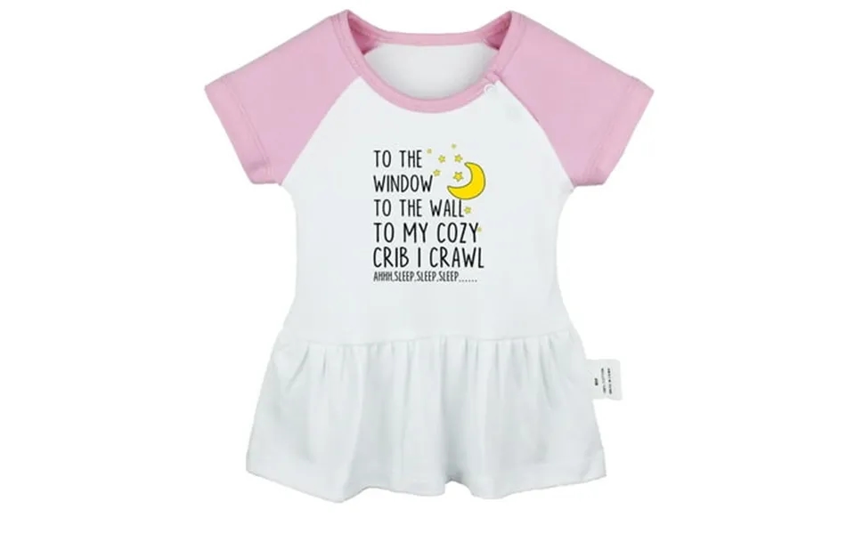 To The Window To The Wall To My Cozy Crib I Crawl Funny Dresses For Baby Newborn Babies Skirts Infant Princess Dress 0-2