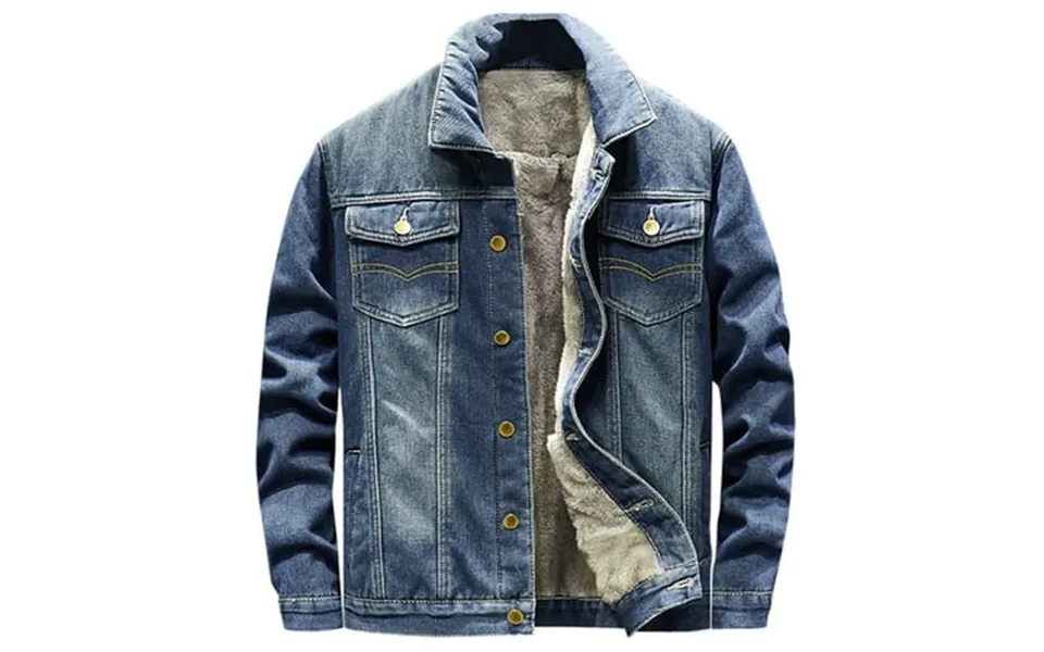 Today Deals Dagegui Fleece Denim Coats For Men Thick Long Sleeve Jean Shirt Jacket Winter Plus Size Warm Outwear With Po
