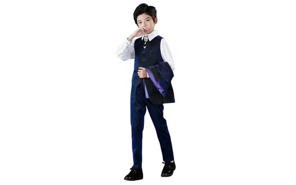Toddler Boys Tuxedo Suit Boys Slim Fit Formal Wedding Party Revelry Shinning Outfit Suit Kids 4 Piece Vest Pants Jacket