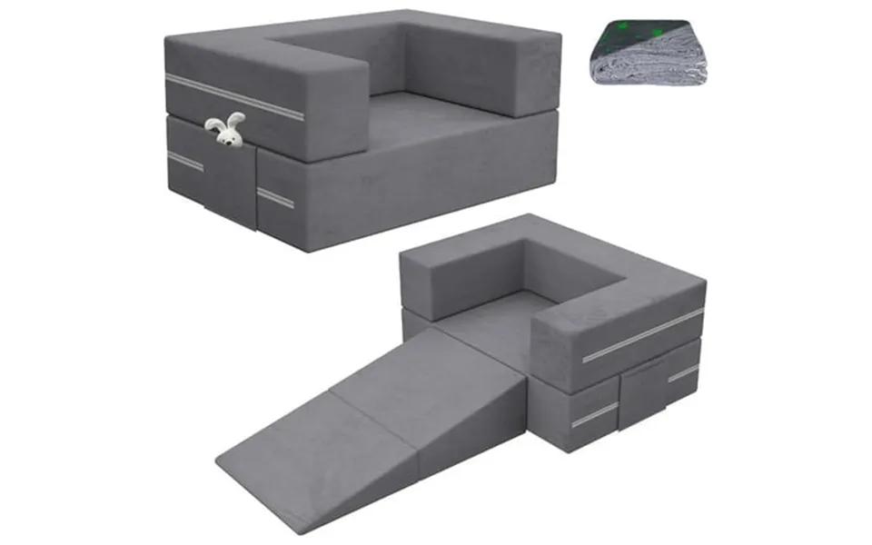 Toddler Couch With Blanket 3-in-1 Kids Couches And Sofas Fold Out Convertible Sofa To Playful Slide For Girls And Boys E