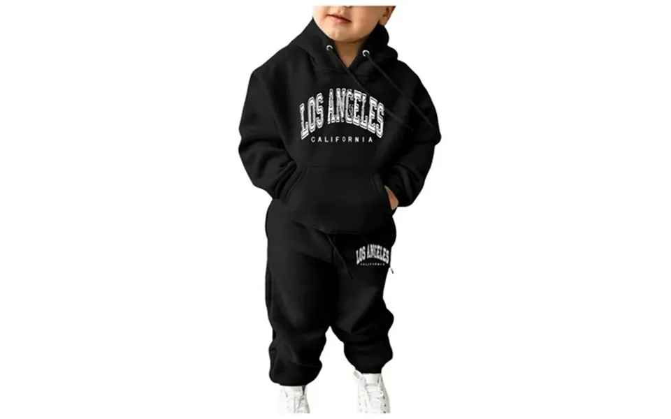 Toddler Outfits Girls Kids Los Angeles Print Tracksuit Two Piece Outfits Hoodie Sweatshirt Set Toddler Girl Clothes Blac