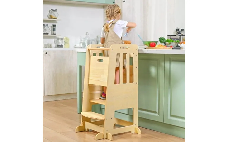 Toddler Standing Tower Kids Kitchen Stool Helper 3 Levels Adjustable Height Wooden Toddler Step Stools For Learning New