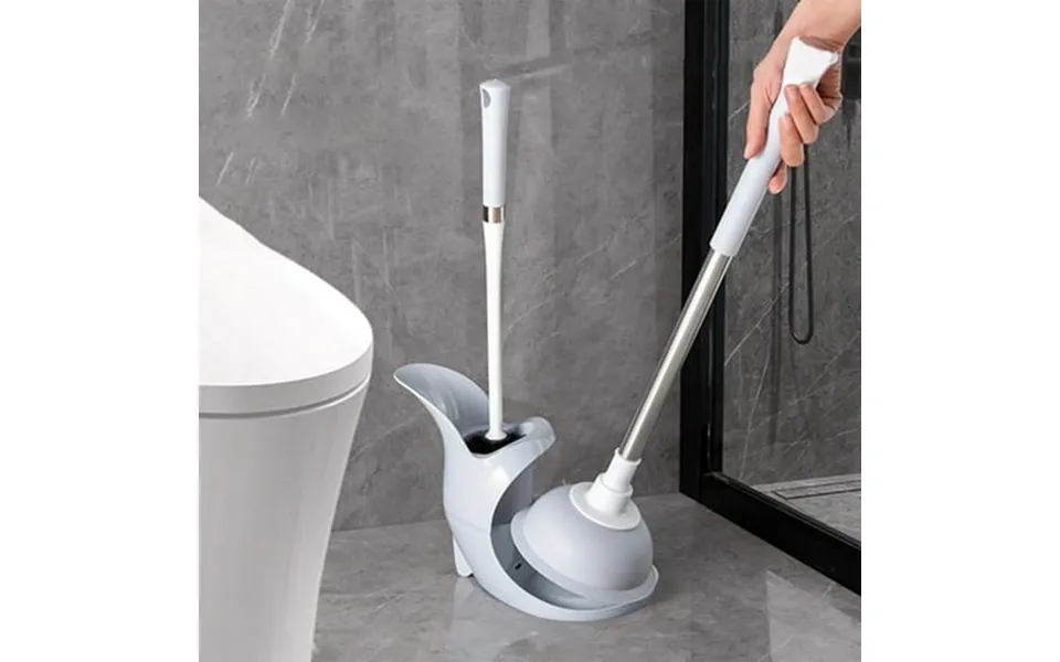 Toilet Brush And Plunger Set - Compact Cleaning Kit With Washable Brush & Thickened Base Flexible Bristles For Stubborn